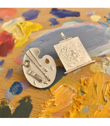 Pendientes Paleta y Lienzo de pintor