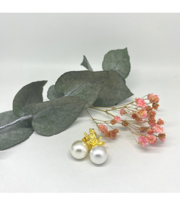 Pendientes Príncipe Rana y perla blanca